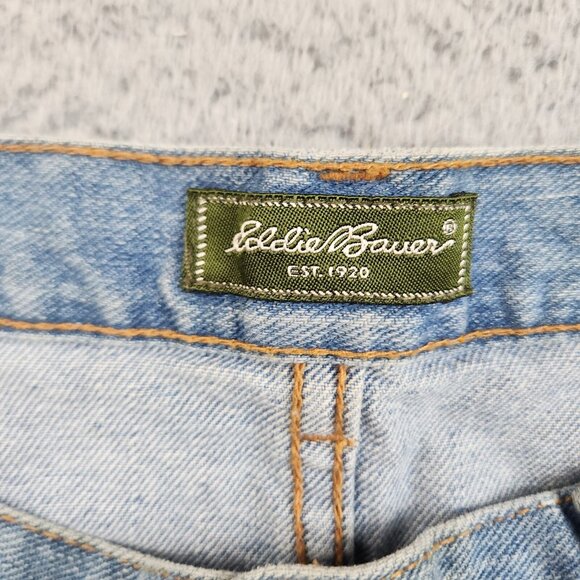 Eddie Bauer Capri Jeans Womens 10P Denim Curvy High Rise Straight Wide Leg Blue - Picture 10 of 13